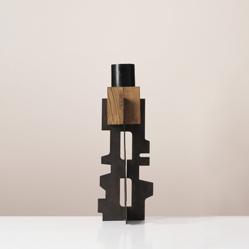 Abstract Metal and Wood Decorative Sculpture