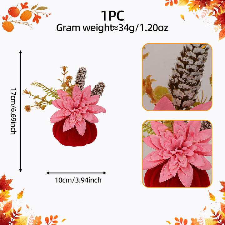 Samt-Pumpkin Table Decoration with Artificial Sunflower Arrangement