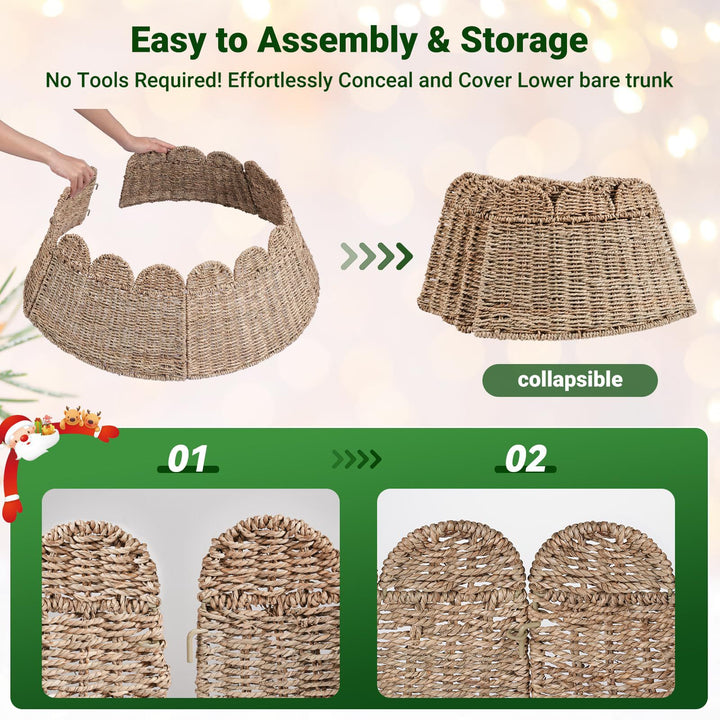 Handwoven Decorative Christmas Tree Skirt Kalsten