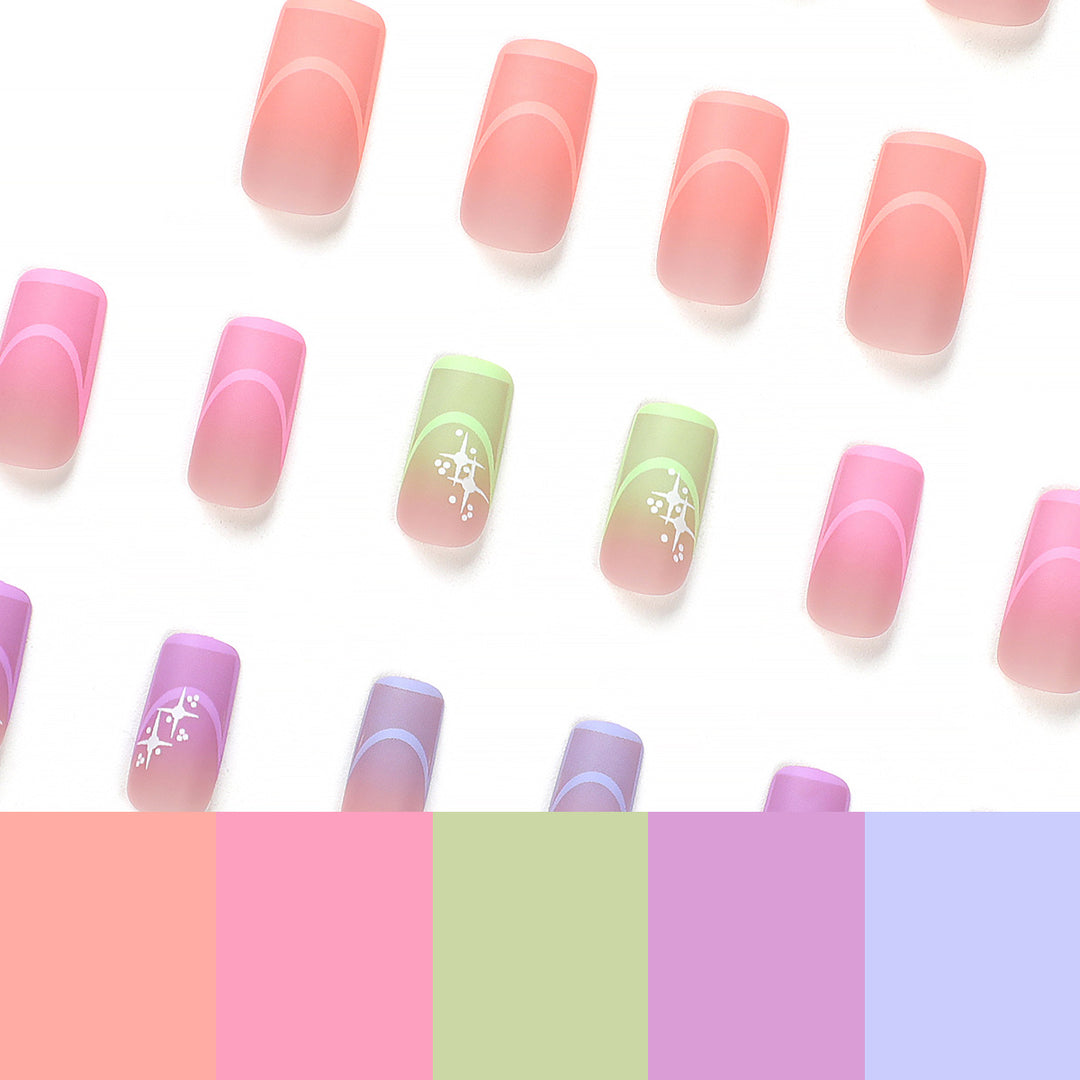 Artful nail extensions in modern design with geometric decorations Kalsten