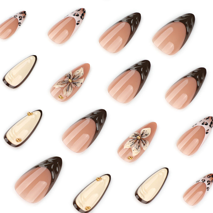 Artful Nail Extensions with Flower and Leopard Patterns Kalsten