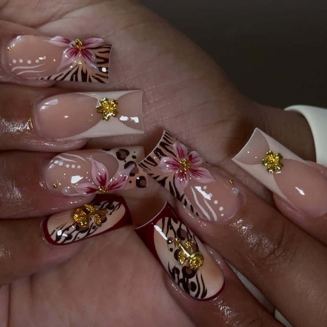 Stylish Floral and Animal Print Nail Art Extensions Kalsten