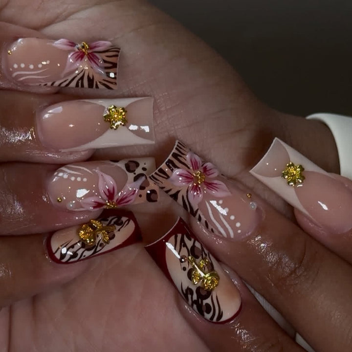 Stylish Floral and Animal Print Nail Art Extensions Kalsten