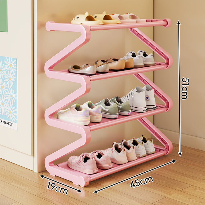 Compact Zigzag Multi-Tier Vertical Shoe Storage Rack