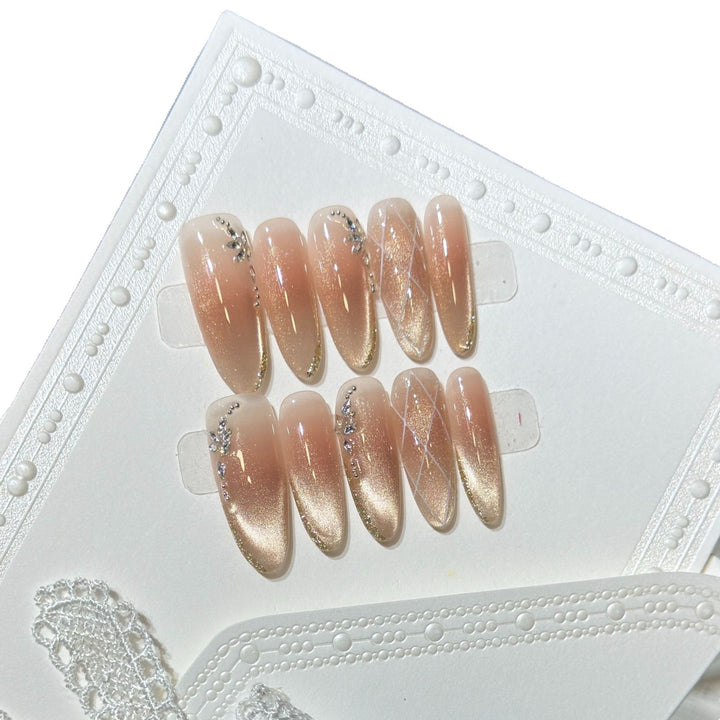 Glamorous Stiletto Press-On Nail Set with Rhinestone Accents Kalsten