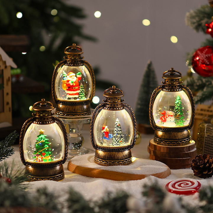 Nostalgic Christmas lantern with snowman scene Kalsten