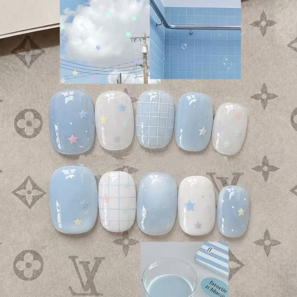Elegant Press-On Nail Art Set with Bow and Dots Kalsten