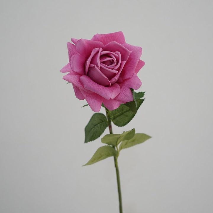 Lifelike Artificial Rose Stem with Green Foliage