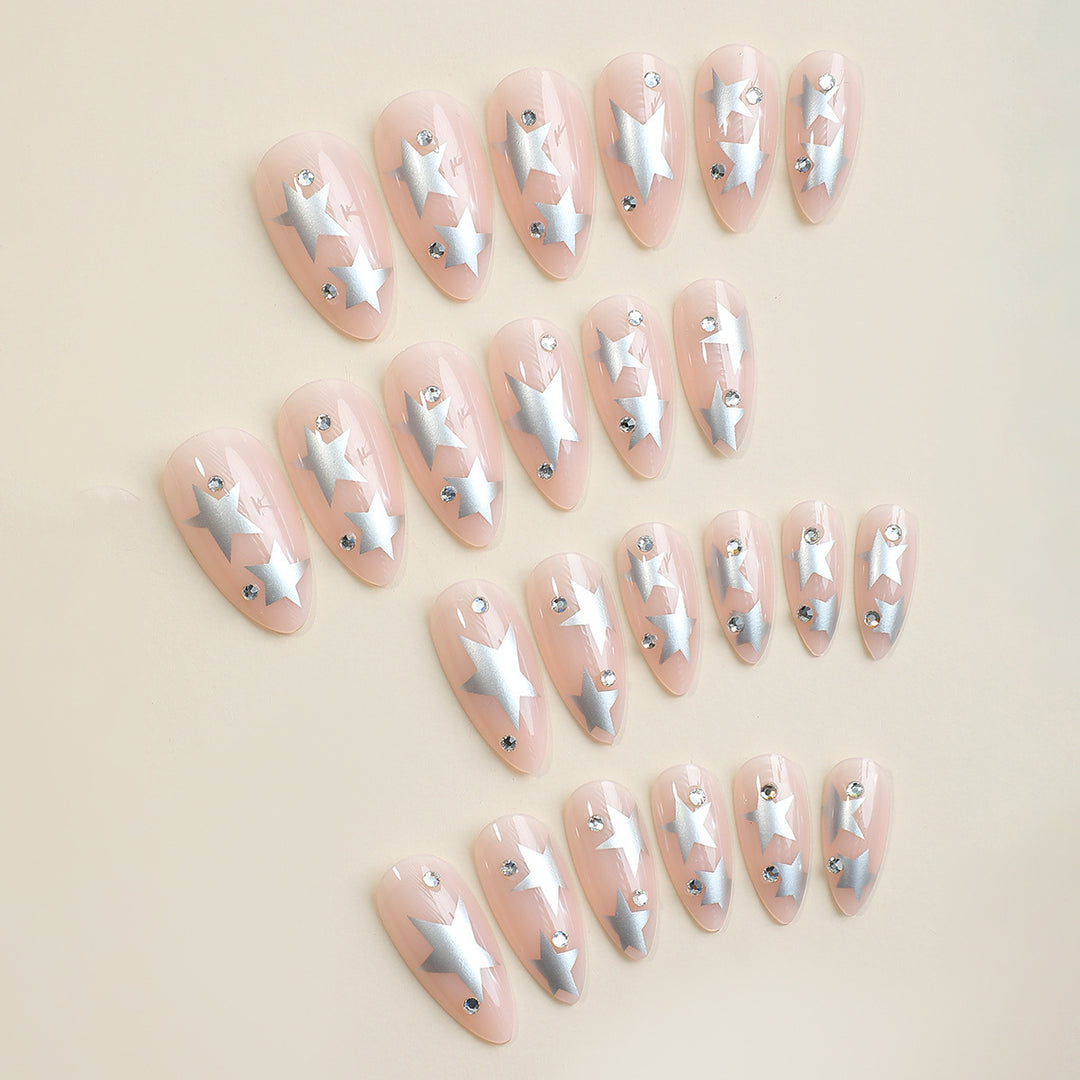 Acrylic nail set with glamorous star accents Kalsten
