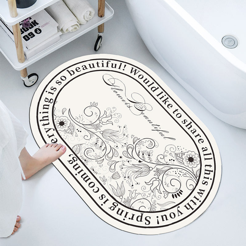 Floral-Themed Bathroom Mat