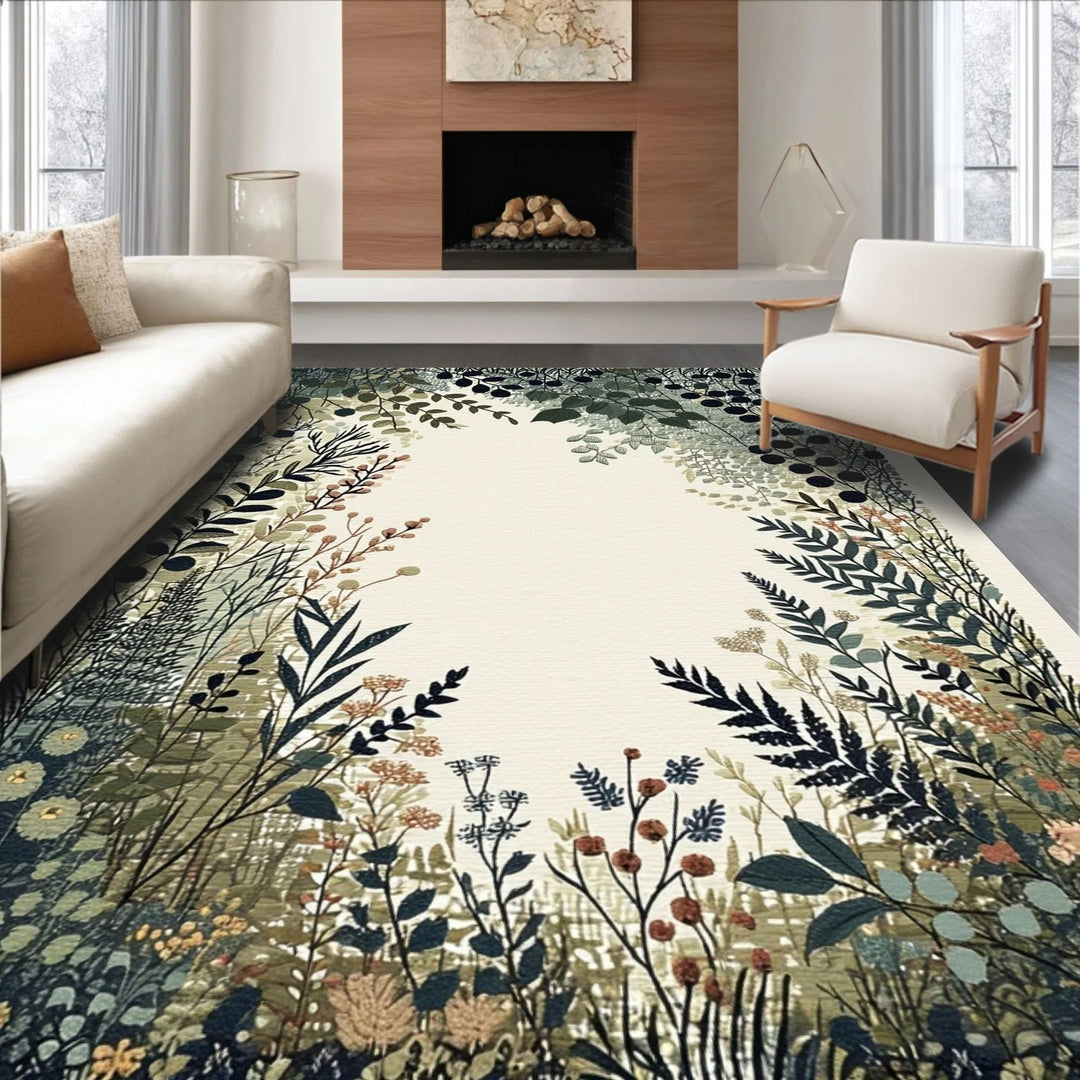 Plush Cherry-Patterned Area Rug
