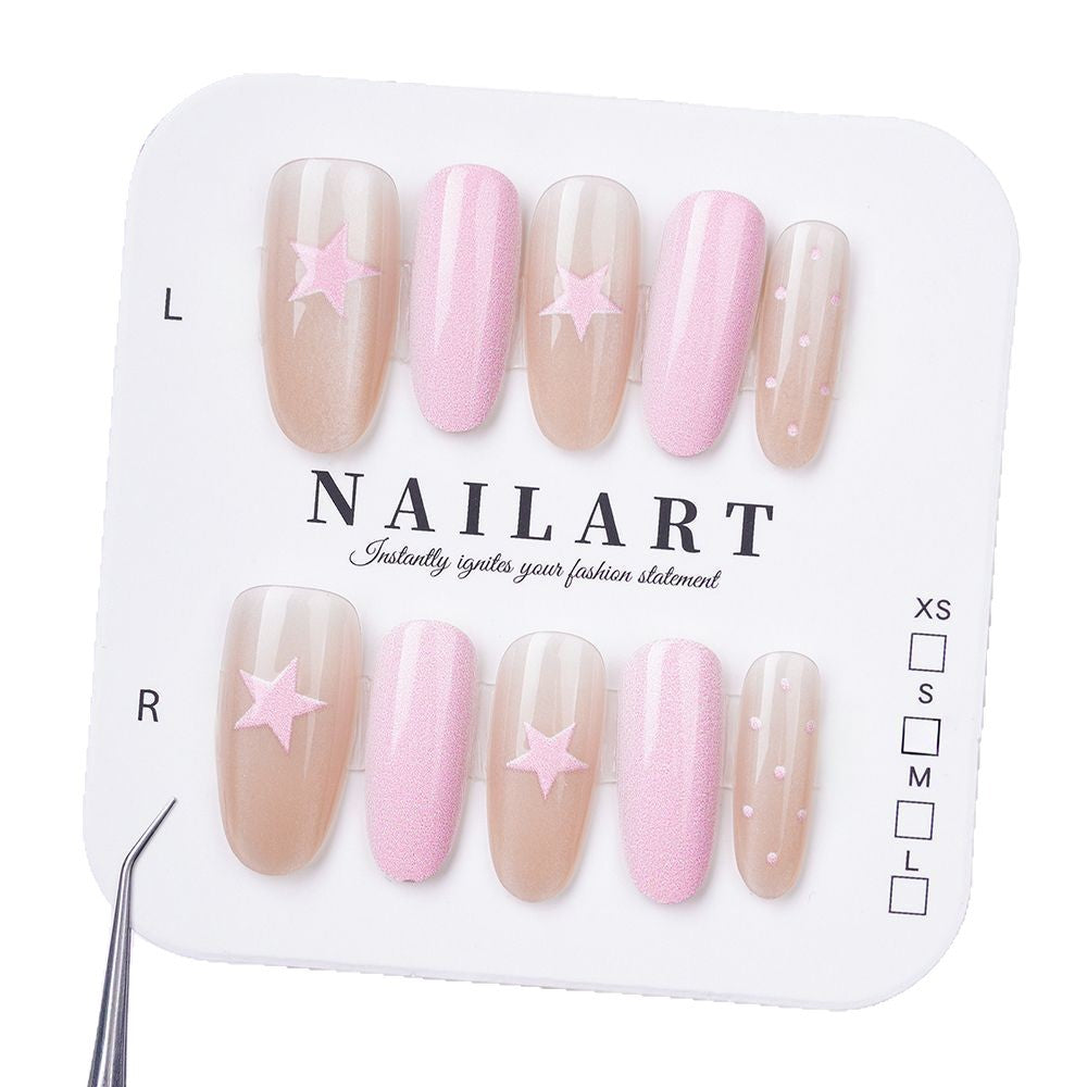 Decorative Press-On Nail Art Set with Star Accents Kalsten