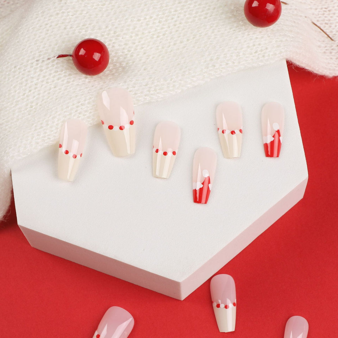 Artificial nail extensions with festive Christmas design Kalsten
