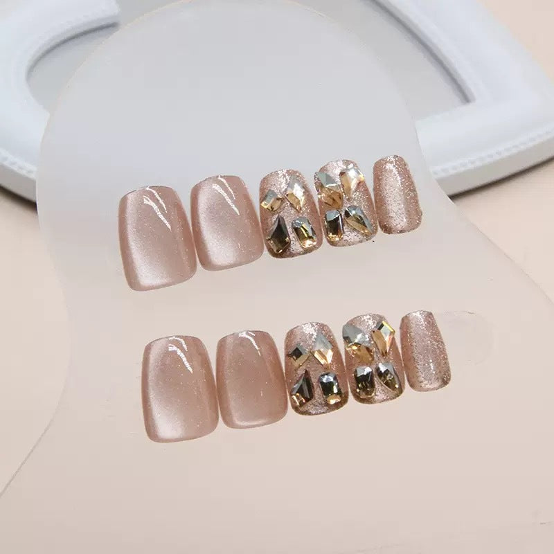 Glitter Nail Set with Luxurious Stone Embellishments Kalsten