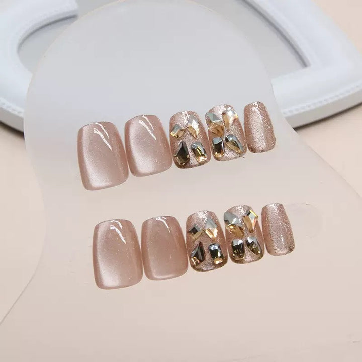 Glitter Nail Set with Luxurious Stone Embellishments Kalsten