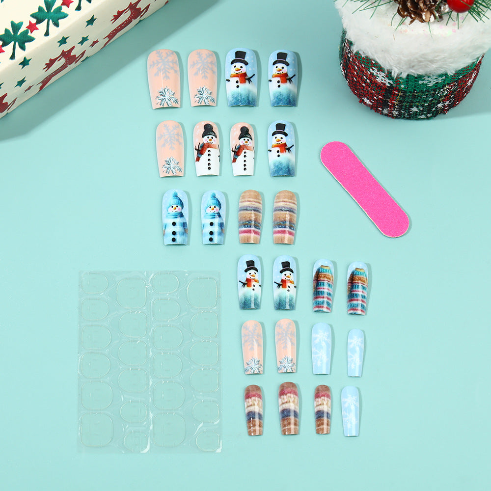 Festive artificial nails with snowman motif Kalsten
