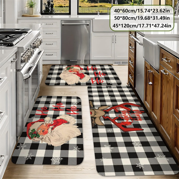 Festive Holiday-Themed Kitchen Mat Set