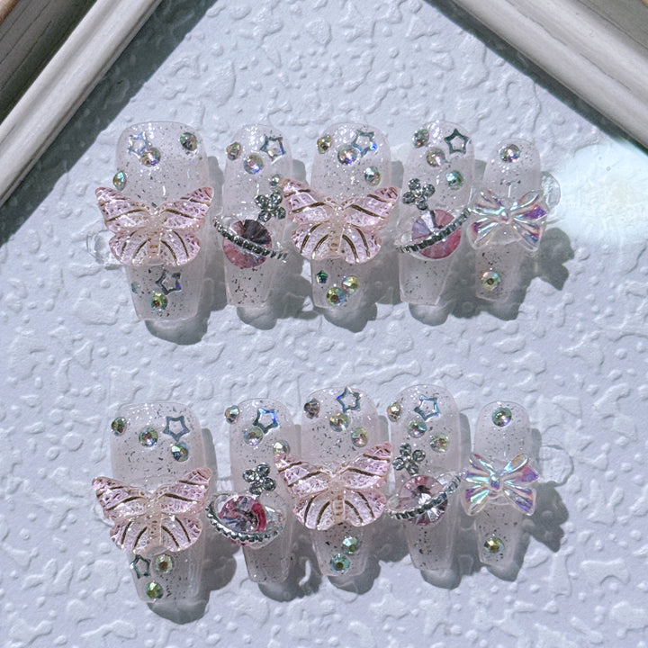 Butterfly Design Press-On Nail Art Set