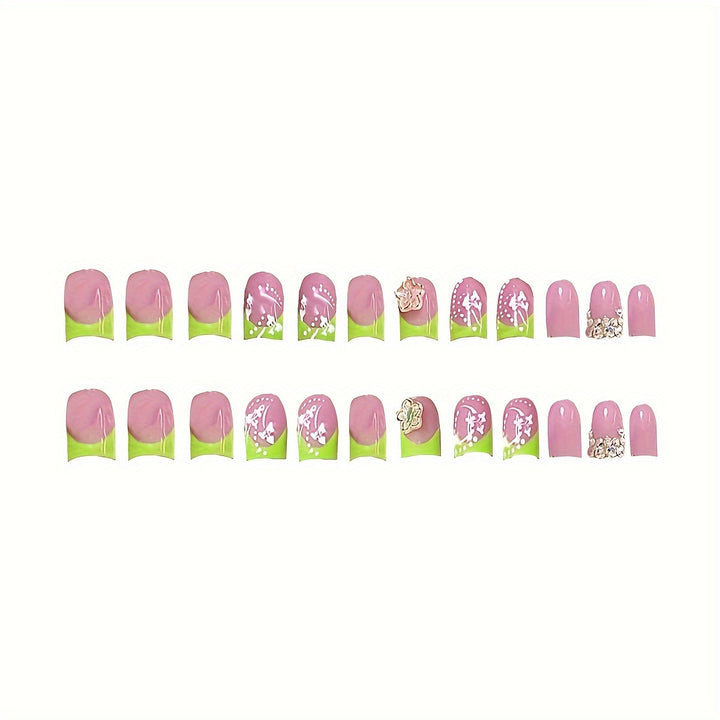 Decorative Nail Art Set with Floral and Rhinestone Accents Kalsten