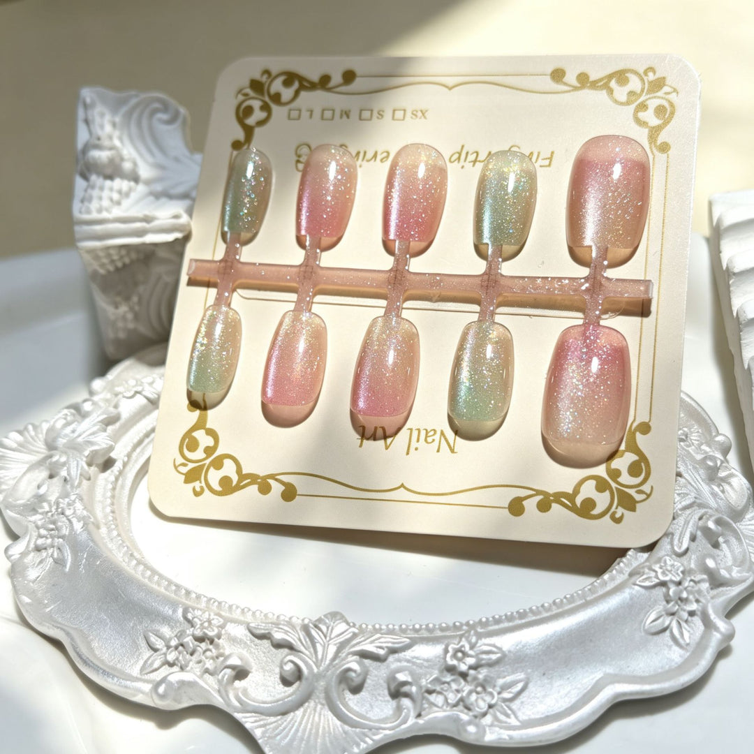 Iridescent Glitter Press-On Nail Tips Kalsten