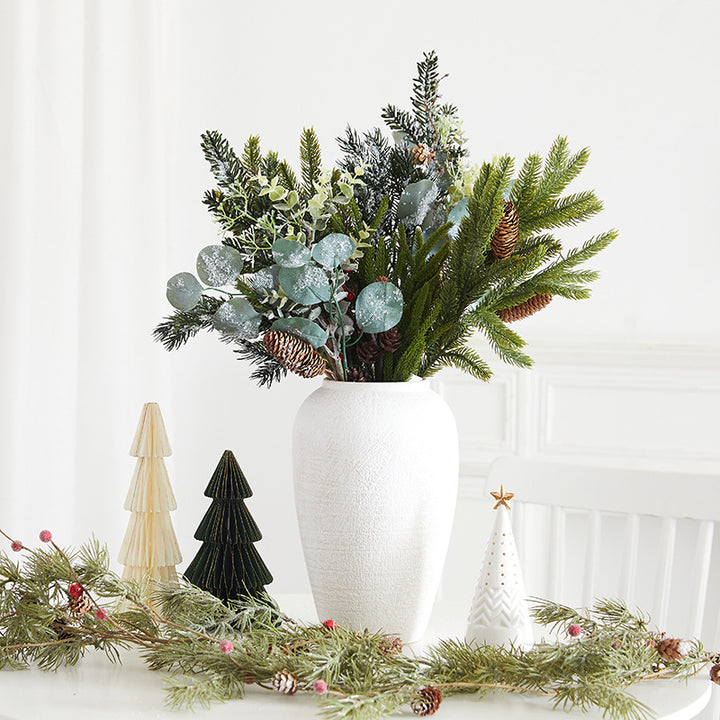 Artificial Pine Cone and Greenery Stem