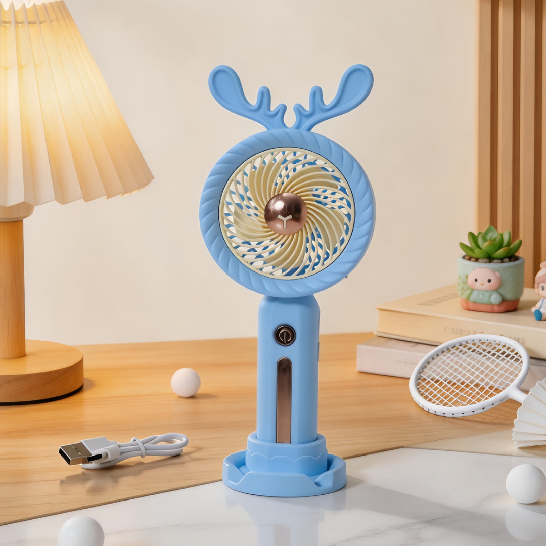 Women's Portable Hand Fan with Creative Antler Design Kalsten
