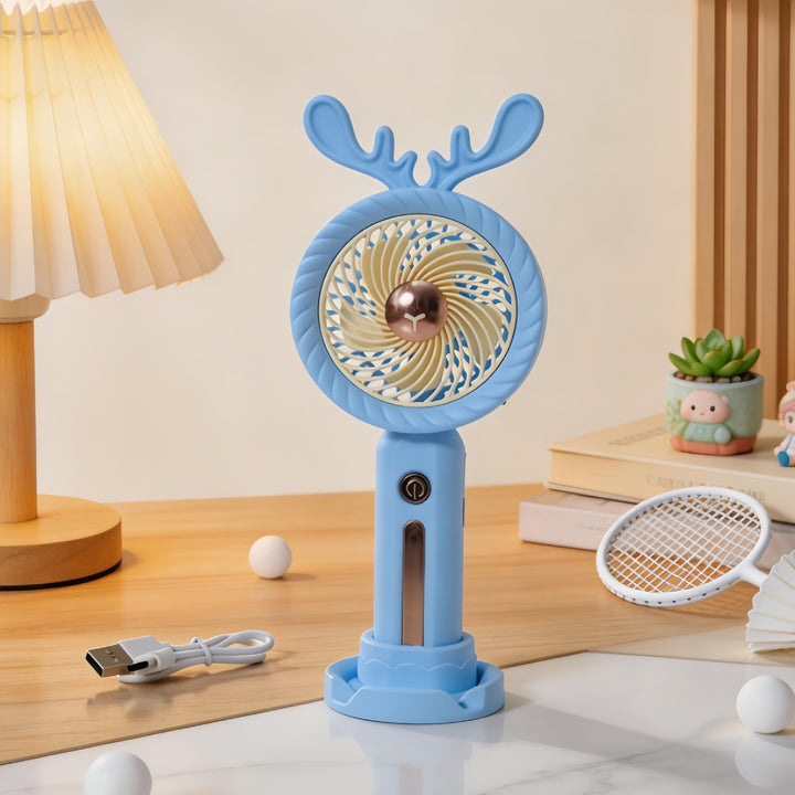 Women's Portable Hand Fan with Creative Antler Design Kalsten
