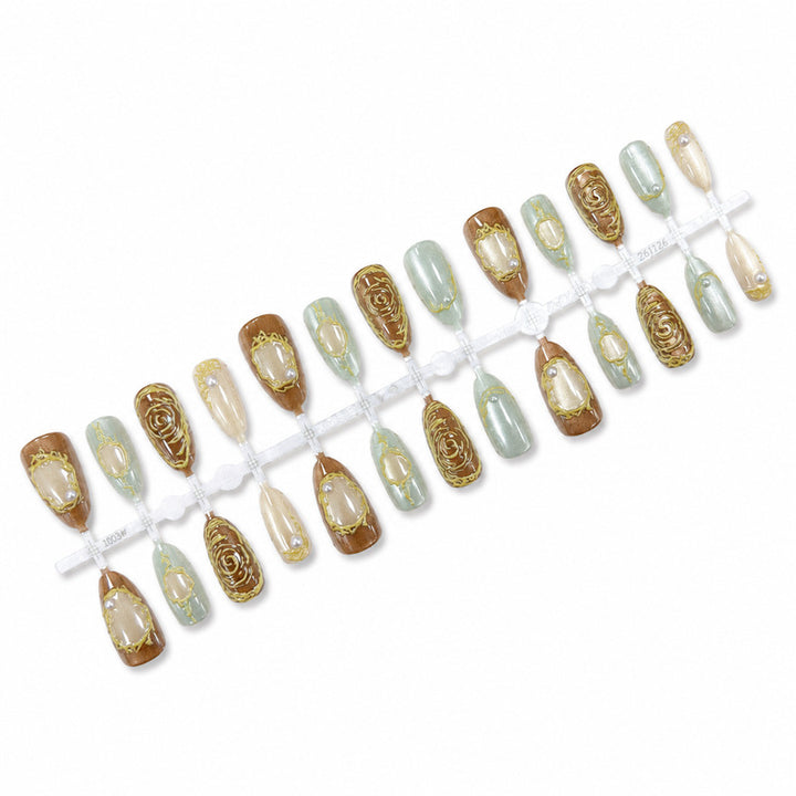 Premium artificial nails with elegant decorations Kalsten