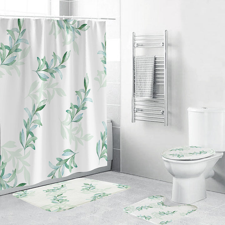 Tropical Leaf Print Bathroom Set Kalsten