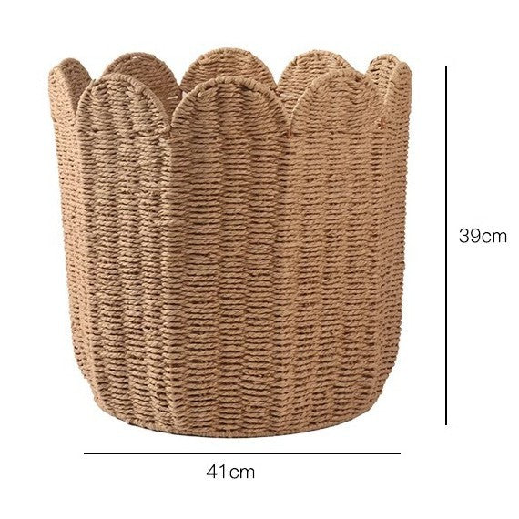 Woven Storage Basket with Decorative Scalloped Edge Kalsten