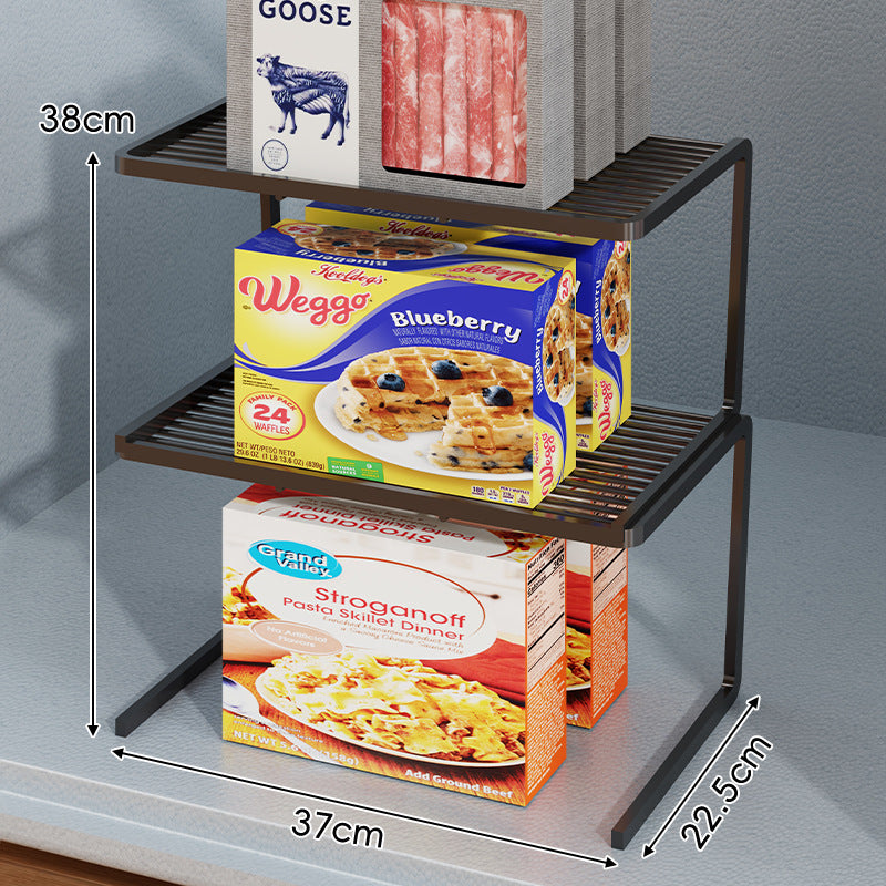 Compact Three Tier Slatted Metal Countertop Pantry Organizer