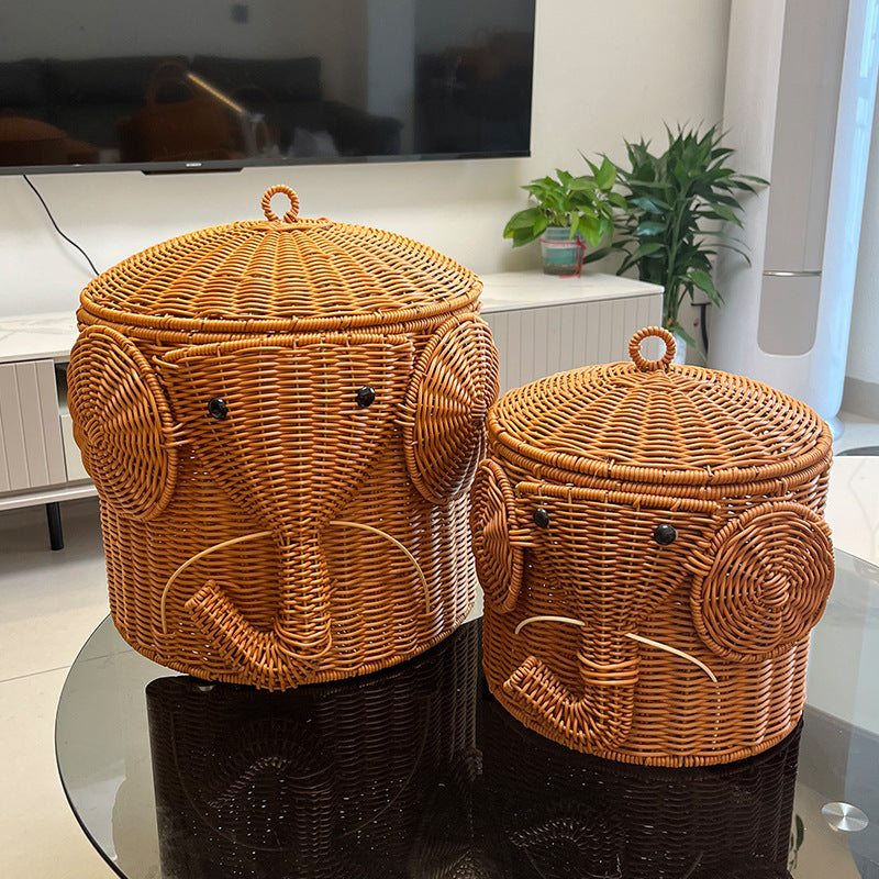 Elephant-Shaped Woven Storage Basket Kalsten