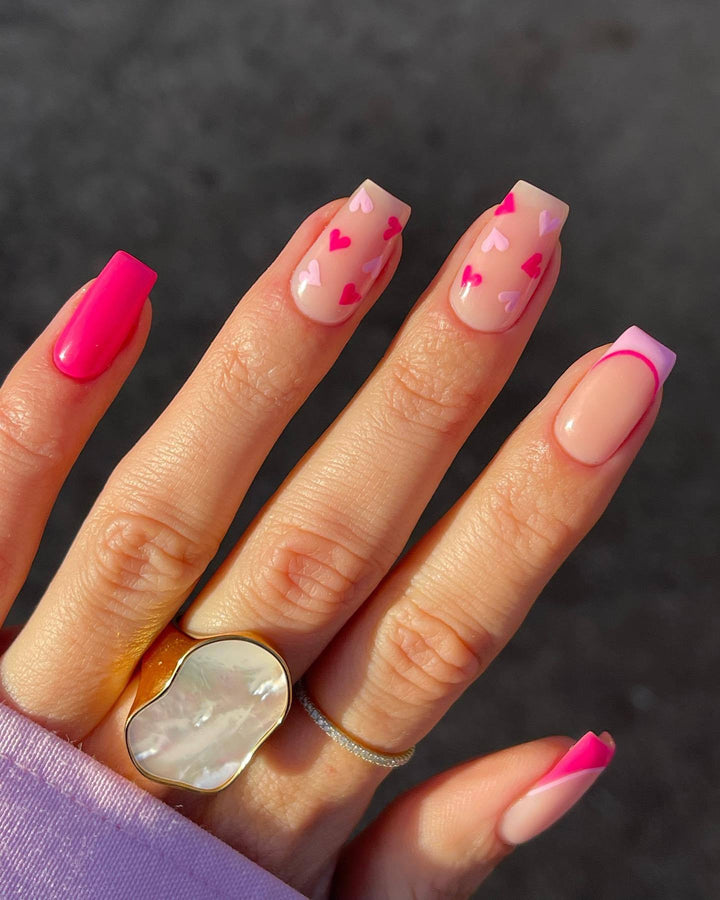 Heart-Themed Gel Nail Extensions Kalsten