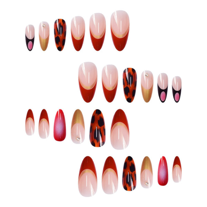 Artistic Stiletto Press-On Nails with Metallic Accents Kalsten