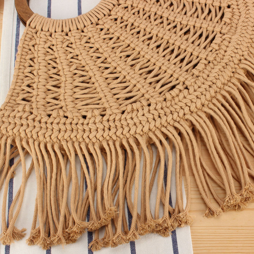 Handbag with Fringed Macramé Design Kalsten