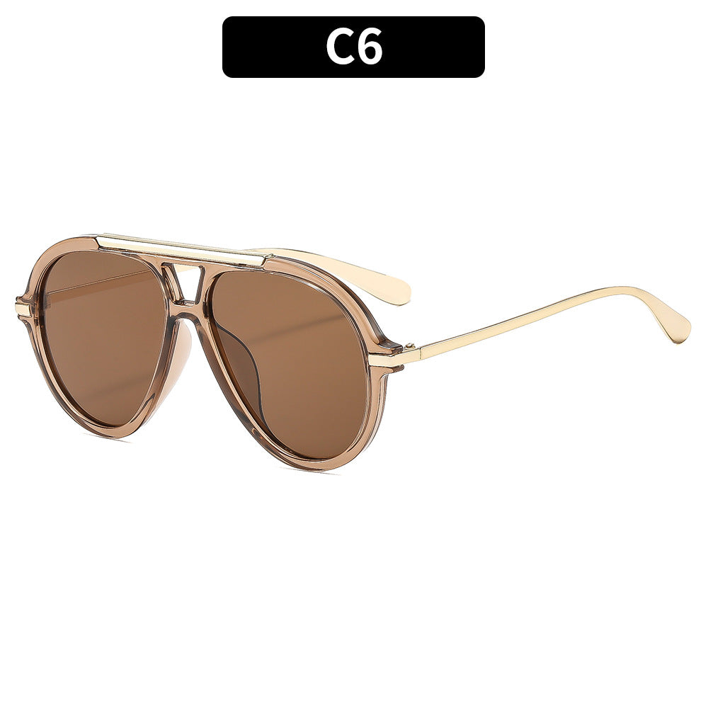 Aviator-Style Transparent Frame Sunglasses