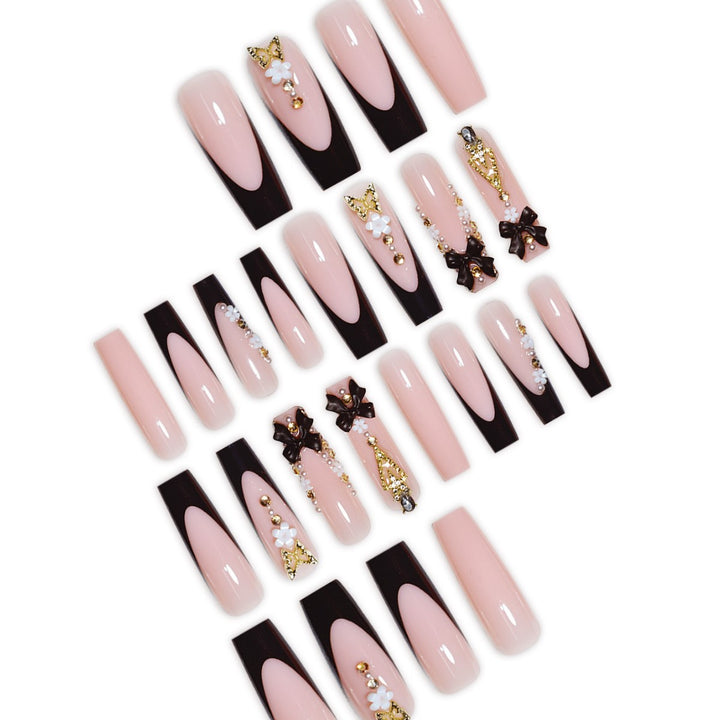 Luxurious 3D Floral Press-On Nail Art Kalsten