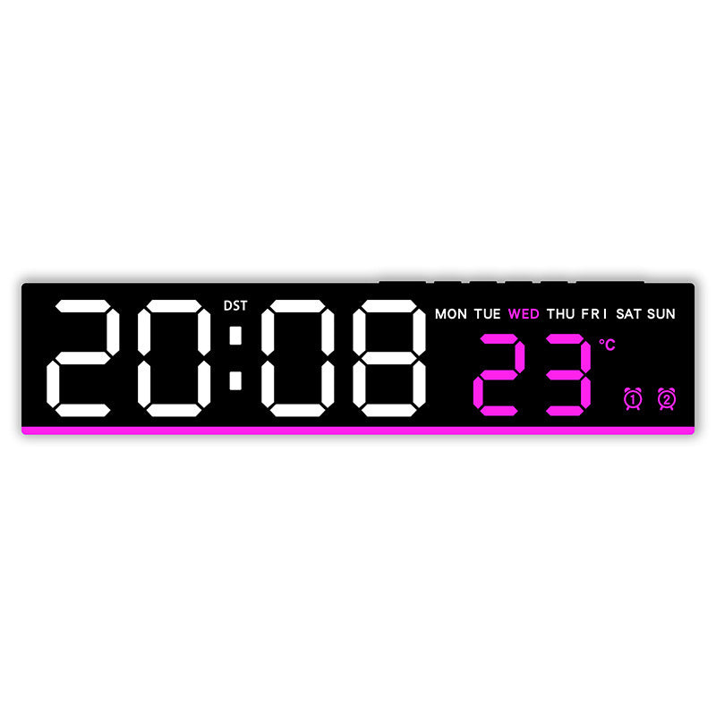Digital wall clock with large LED digits and temperature display Kalsten