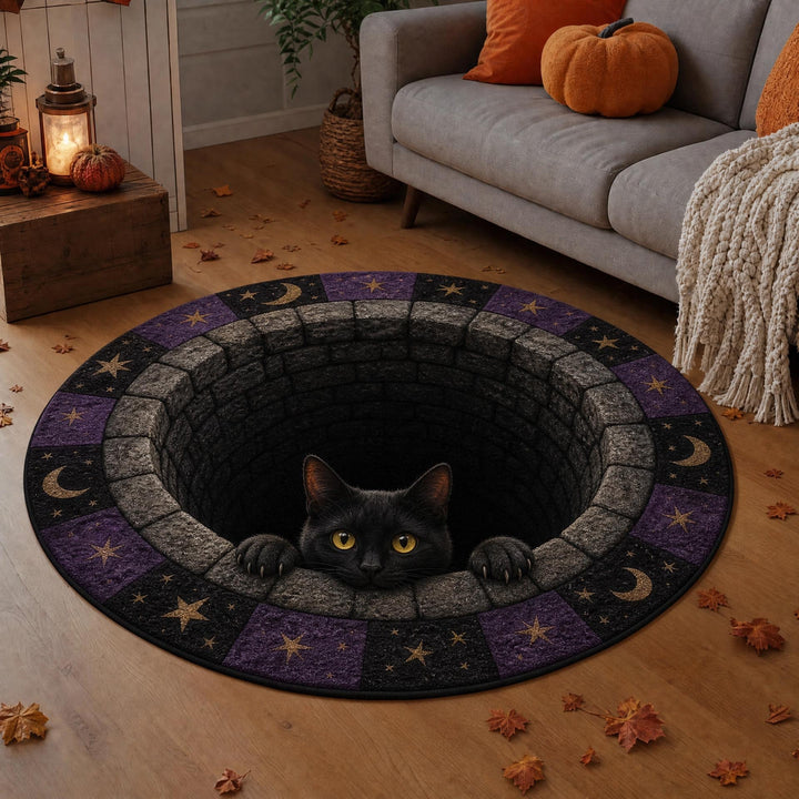 3D Cat Theme Round Rug