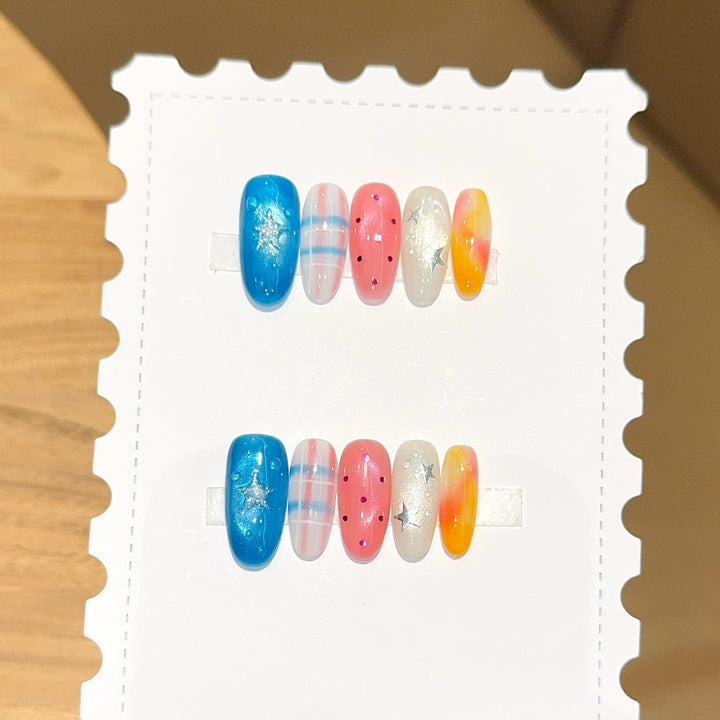 Creative nail art set with glitter and star design Kalsten