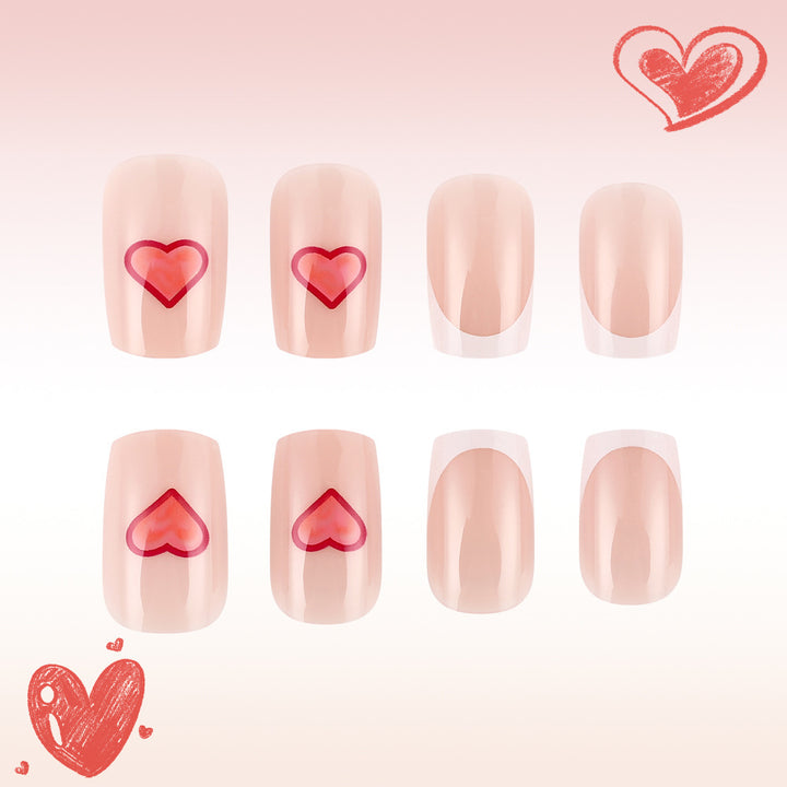 Heart-Decorated Press-On Nail Art Kalsten 1787543036