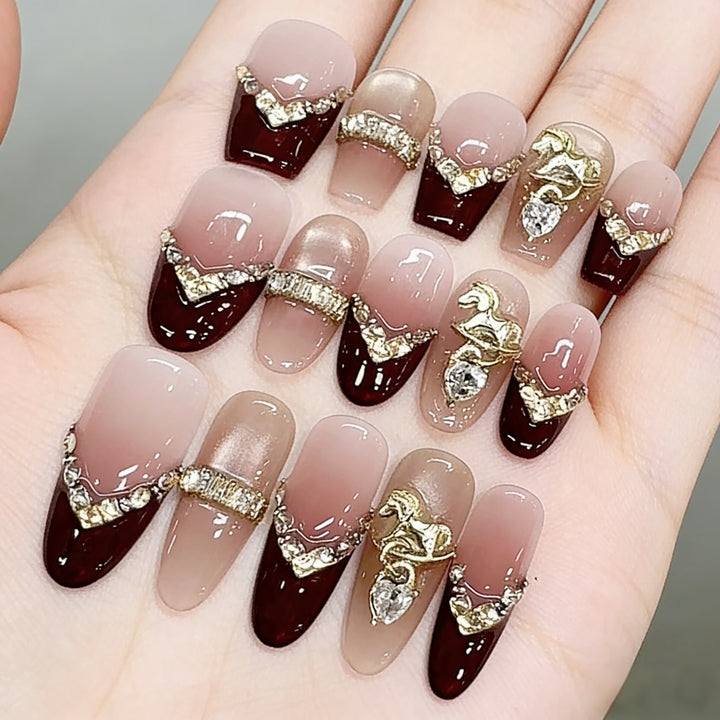 Decorative Acrylic Press-On Nails with Unique Embellishments Kalsten