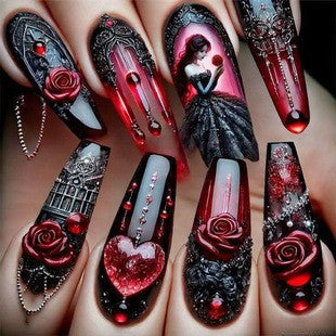 Artificial nails with Romantic Heart Design Kalsten