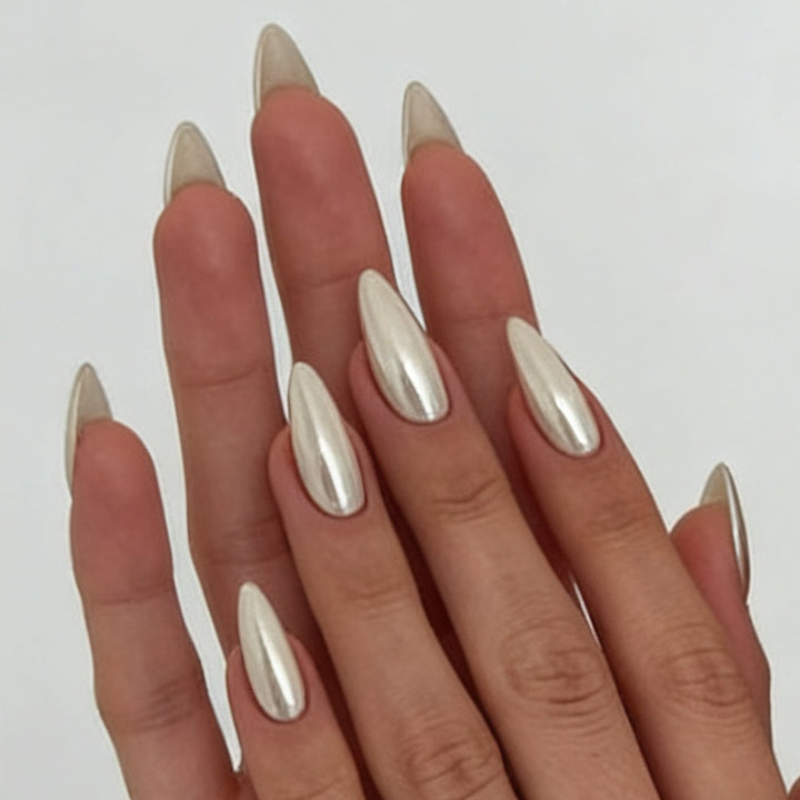Elegant Artificial Nails in Shimmering Metallic Look Kalsten