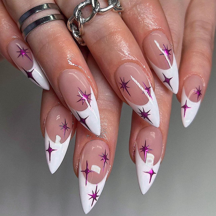 Artful stiletto nails with modern design and glitter details Kalsten
