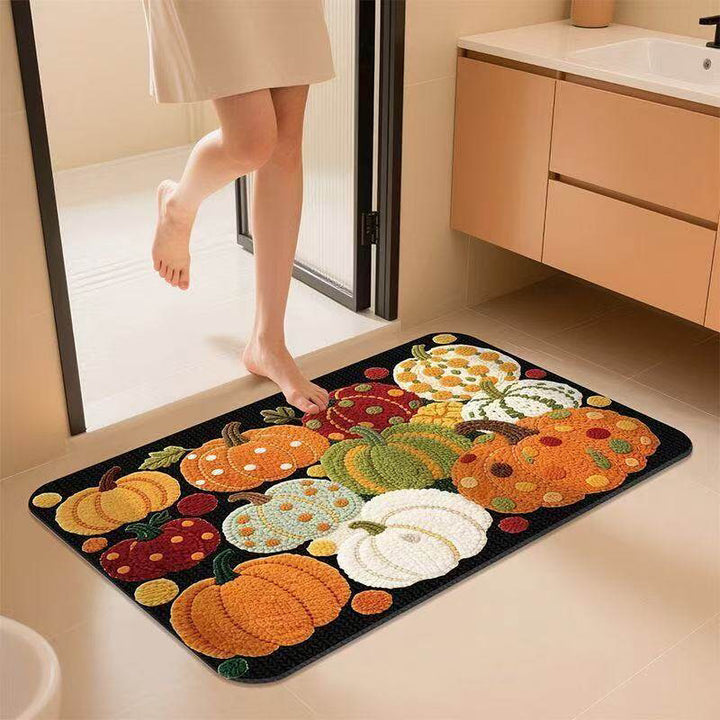Pumpkin-Themed Bath Mat