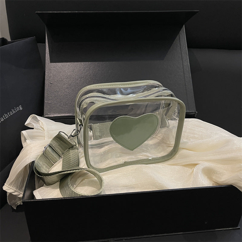 Heart-Shaped Clear Crossbody Bag