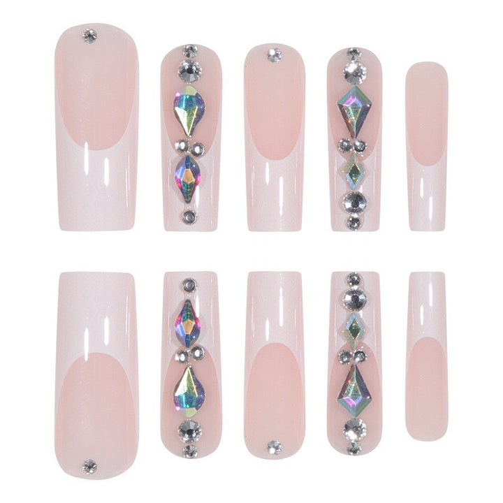 Artificial nail set with glamorous rhinestones and 3D decorations Kalsten