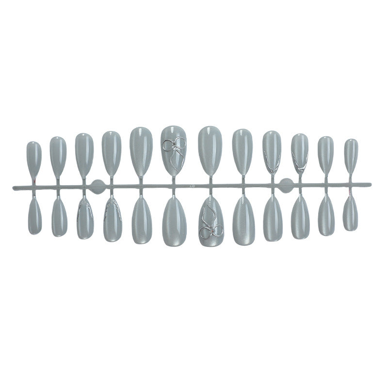 Stylish Press-On Nail Set with Elegant Silver Accents Kalsten