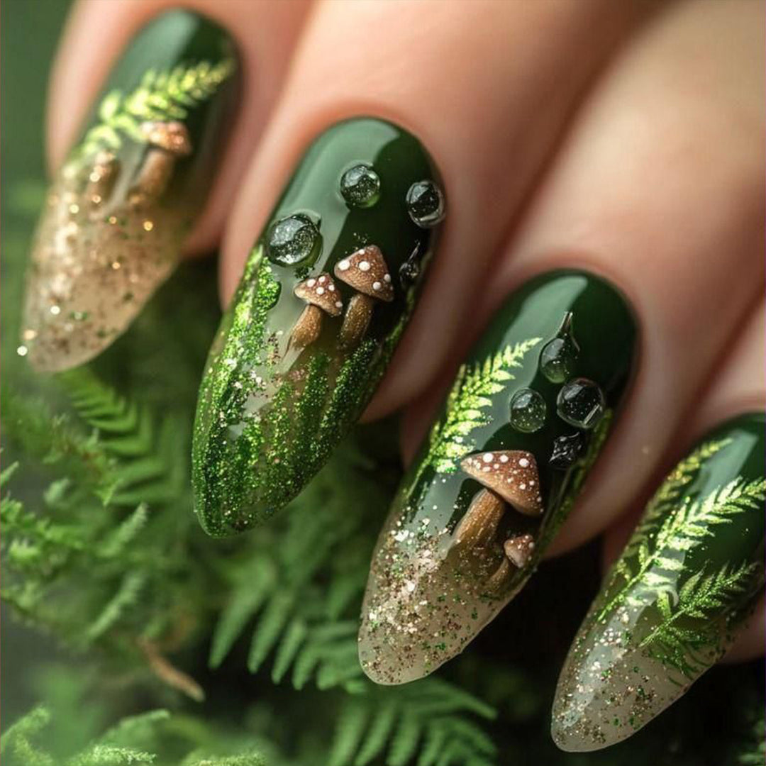 Glamorous artificial nail set with elegant glitter and design accents Kalsten